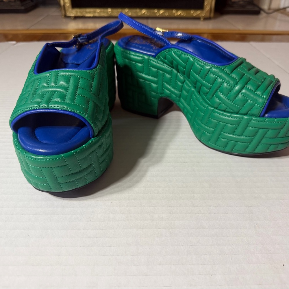 Women's Green Platform Slingback Sandals